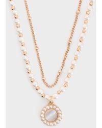 Charles & Keith - Pearl & Gemstone Double-Chain Necklace - Lyst