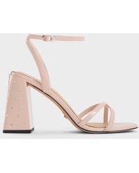 Charles & Keith - Emmaline Patent Leather Crystal Crossover Sandals - Lyst