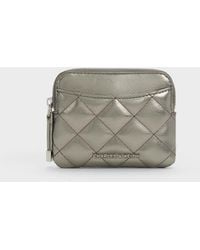 Charles & Keith - Alva Metallic Quilted Top-zip Card Holder - Lyst