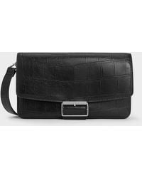 Charles & Keith - Liv Croc-Effect Grommet Chain-Handle Shoulder Bag - Lyst