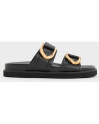 Charles & Keith - Gabine-Buckle Leather Slides - Lyst