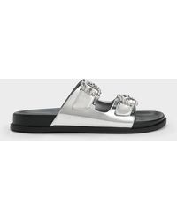 Charles & Keith - Metallic Embellished Buckle Sandals - Lyst