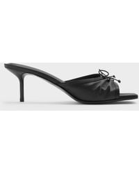 Charles & Keith - Satin Ruched Bow Heeled Mules - Lyst