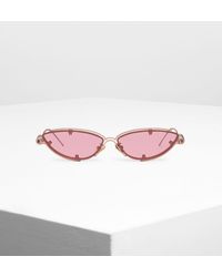 Charles & Keith Double Frame Cat-eye Sunglasses - Pink