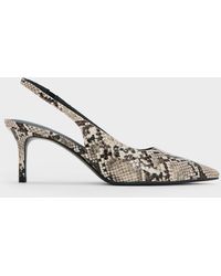 Charles & Keith - Kaia Snake-Print Pointed-Toe Slingback Pumps - Lyst