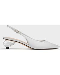 Charles & Keith - Pointed Crystal-Heel Slingback Pumps - Lyst