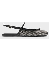 Charles & Keith - Crystal-Embellished Bow Slingback Mary Jane Flats - Lyst