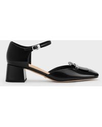 Charles & Keith - Leather Square-Toe D'Orsay Ankle-Strap Pumps - Lyst