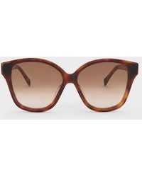 Charles & Keith - Tortoiseshell Recycled Acetate Classic Butterfly Sunglasses - Lyst