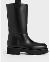 Charles & Keith - Double Pull-tab Calf Boots - Lyst