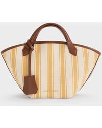 Charles & Keith - Mini Ivanna Canvas Striped Tote Bag - Lyst