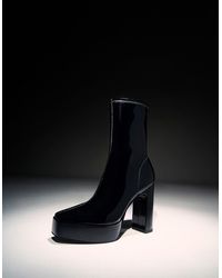 Charles & Keith - Patent Platform Block Heel Ankle Boots - Lyst