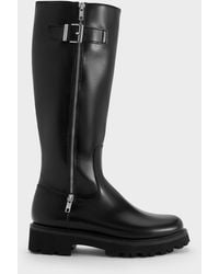 Charles & Keith - Lyndon Buckled Side-Zip Knee-High Boots - Lyst