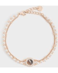 Charles & Keith - Pearl & Gemstone Double-Chain Bracelet - Lyst