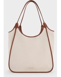 Charles & Keith - Sianna Canvas Contrast-Trim Tote Bag - Lyst