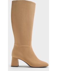 Charles & Keith - Faux Suede Square-Toe Knee-High Boots - Lyst
