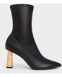 Charles & Keith - Pointed-toe Quilted Heel Ankle Boots - Lyst