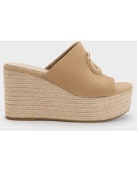 Charles & Keith - Faux Suede Metallic-accent Espadrille Wedges - Lyst