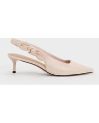 Charles & Keith - Jayce Leather Slingback Kitten Heels - Lyst