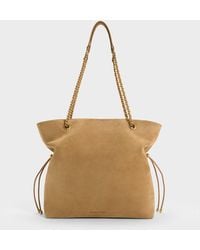 Charles & Keith - Arya Recycled Suede Braided-Strap Double-Handle Tote Bag - Lyst