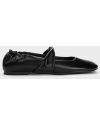 Charles & Keith - Metallic-Accent Twist-Strap Mary Jane Flats - Lyst