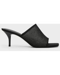 Charles & Keith - Glittered Mesh Heeled Mules - Lyst