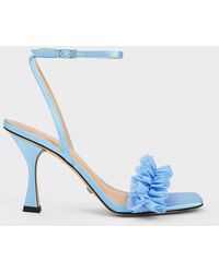 Charles & Keith - Recycled Polyester Ruffled Mesh Heeled Sandals - Lyst