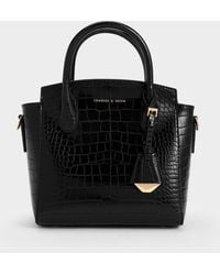 Charles & Keith - Harper Croc-effect Structured Top Handle Bag - Lyst
