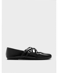 Charles & Keith - Patent Triple-Strap Mary Jane Flats - Lyst