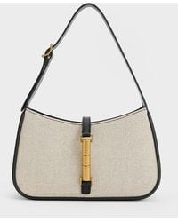 Charles & Keith - Cesia Canvas Metallic Accent Shoulder Bag - Lyst
