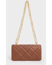 Cream Paffuto Chain Handle Quilted Long Wallet | CHARLES & KEITH