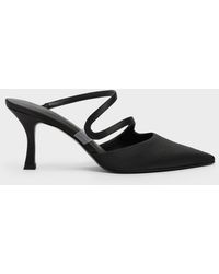 Charles & Keith - Arden Satin Pointed Wavy Heeled Mules - Lyst