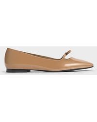 Charles & Keith - Patent Bow Square-Toe Ballet Flats - Lyst