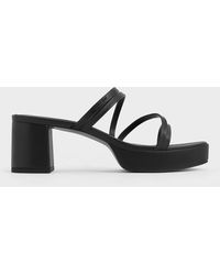 Charles & Keith - Strappy Trapeze-heel Mules - Lyst