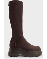 Charles & Keith - Leoi Faux Suede Chunky Knee-High Boots - Lyst