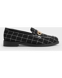 Charles & Keith - Tweed Metallic-accent Loafers - Lyst
