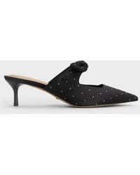 Charles & Keith - Jayce Dotted Knot-Bow Kitten-Heel Mules - Lyst