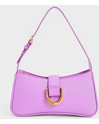 Charles & Keith Denim Gabine Curved Shoulder Bag in Mint Green (White) | Lyst