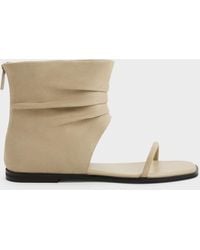Charles & Keith - Joplin Ruched Faux Suede Boot Sandals - Lyst