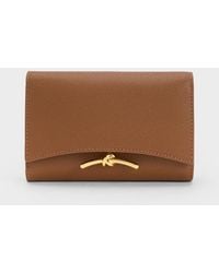 Charles & Keith - Huxley Metallic Accent Front Flap Wallet - Lyst