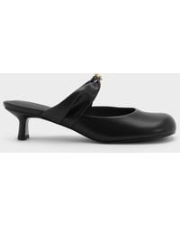 Charles & Keith - Metallic-Accent Twisted-Strap Heeled Mules - Lyst