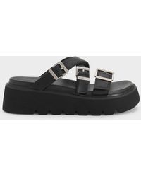 Charles & Keith - Laine Buckled Flatform Sandals - Lyst