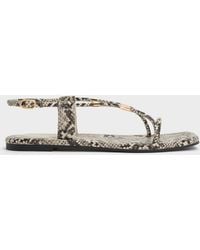 Charles & Keith - Snake-print Metallic-accent Toe-ring Sandals - Lyst