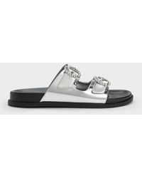 Charles & Keith - Metallic Embellished Buckle Sandals - Lyst