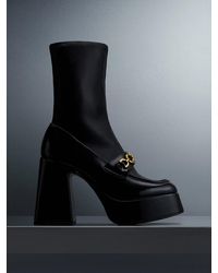 Charles & Keith - Metallic Accent Platform Ankle Boots - Lyst