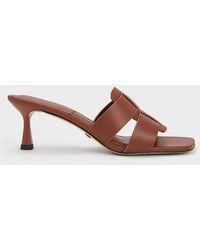 Charles & Keith - Trichelle Interwoven Leather Spool Heel Mules - Lyst