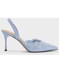 Charles & Keith - Leather Embroidered Pointed Slingback Pumps - Lyst