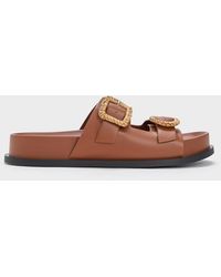 Charles & Keith - Woven-buckle Double-strap Sandals - Lyst