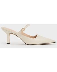 Charles & Keith - Buckle-strap Heeled Mules - Lyst