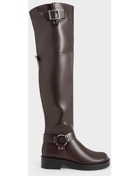 Charles & Keith - Davina Buckled Thigh-high Boots - Lyst